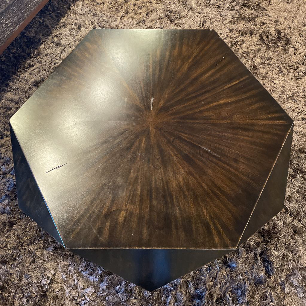 Dark Wood Geometric Coffee Table