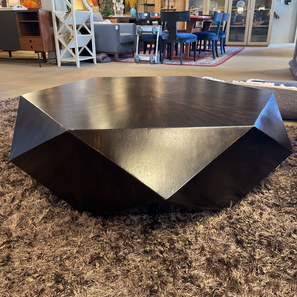 Dark Wood Geometric Coffee Table