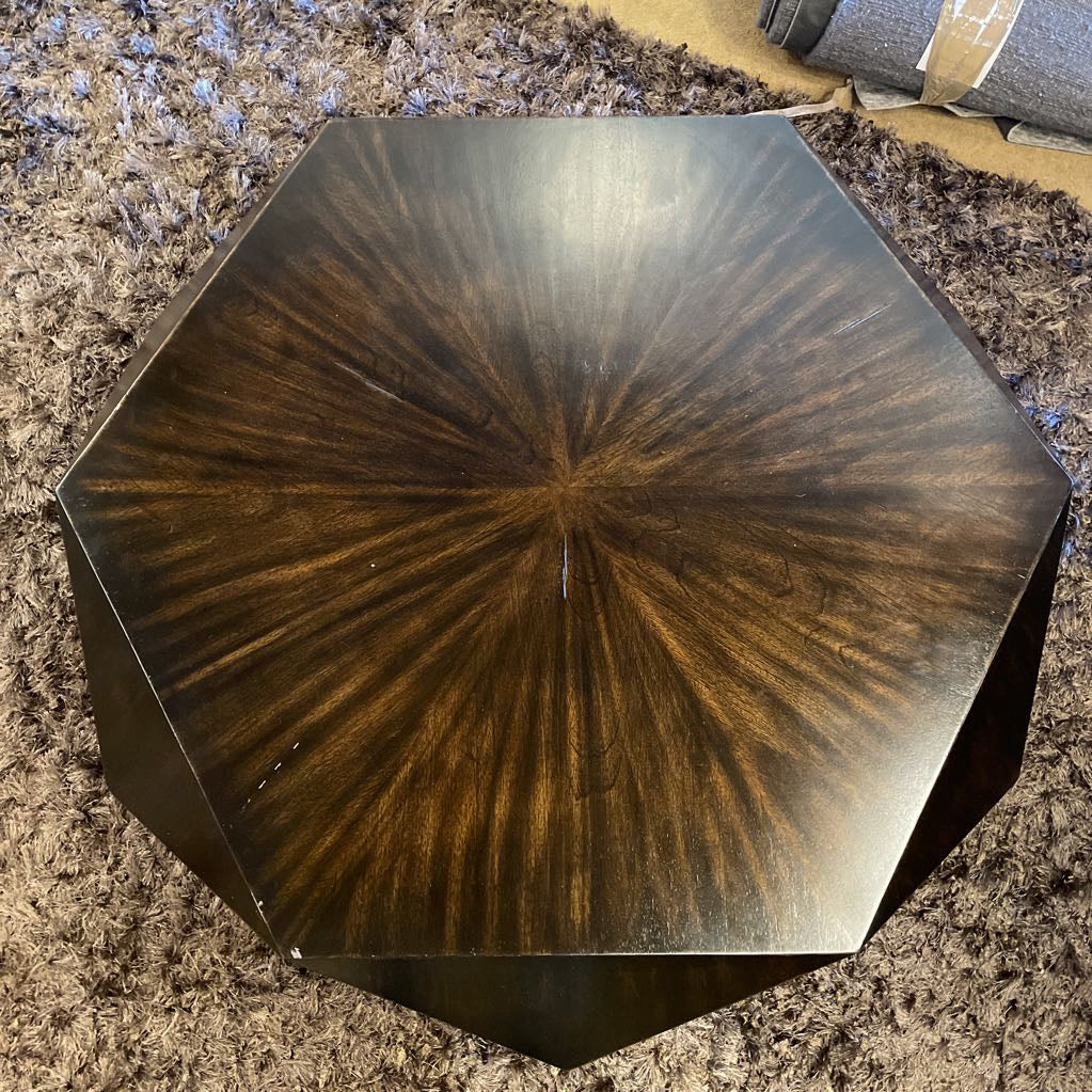 Dark Wood Geometric Coffee Table