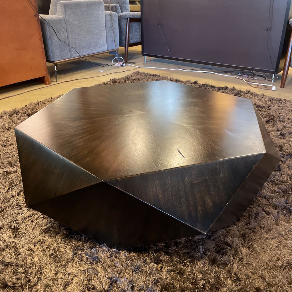 Dark Wood Geometric Coffee Table