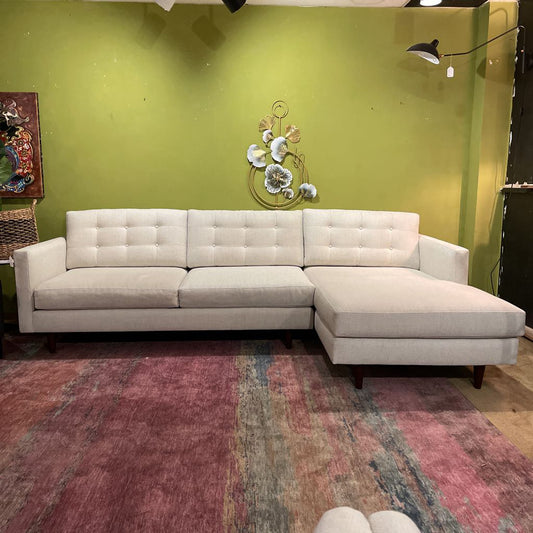Cream Fabric Tufted Back Sectional