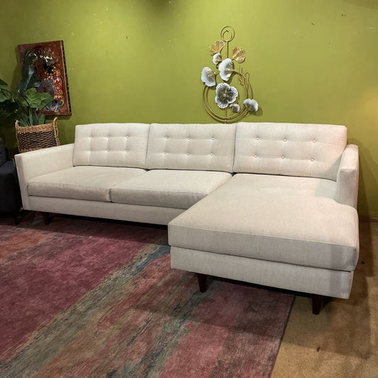 Cream Fabric Tufted Back Sectional