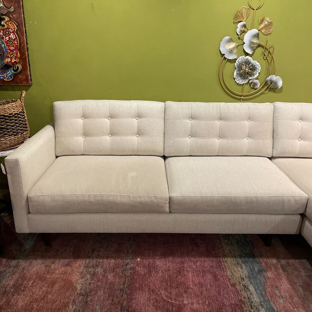 Cream Fabric Tufted Back Sectional