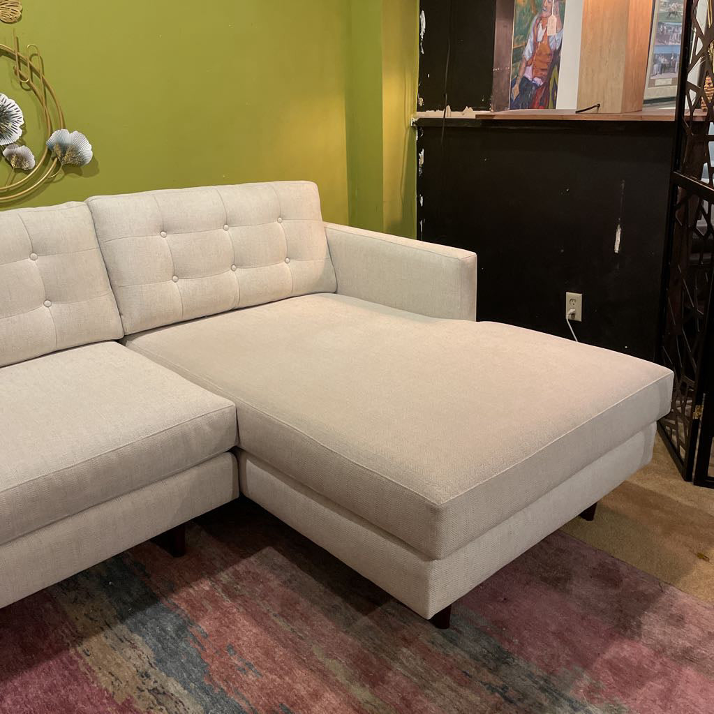 Cream Fabric Tufted Back Sectional