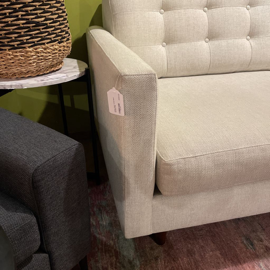 Cream Fabric Tufted Back Sectional
