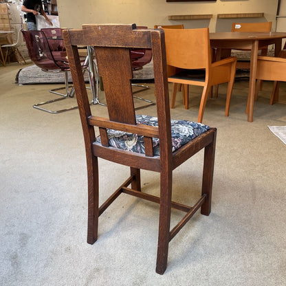 Oak Carved Back Floral Seat Dining Chairs SET of 4 C DINING CHAIRS