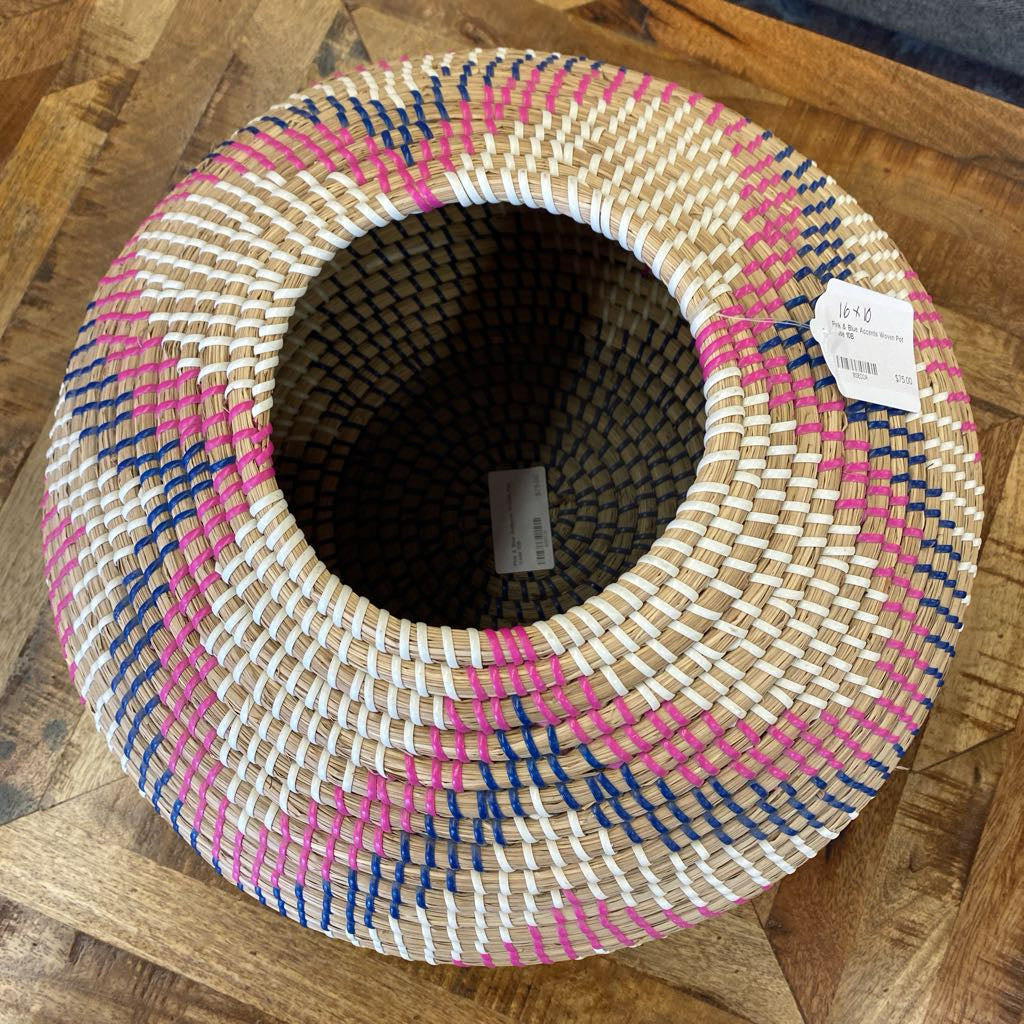 Pink & Blue Accents Woven Pot Vase SMALLS