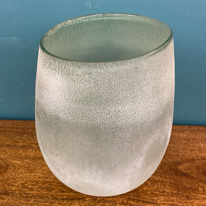 Textured Frosted Green Glass Asymmetric Vase SMALLS