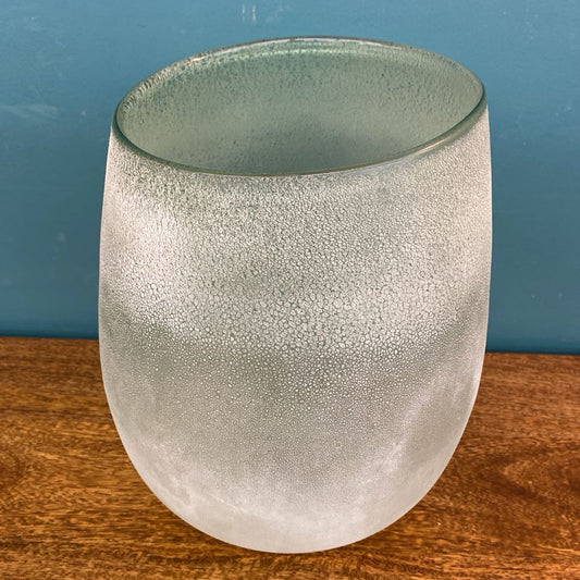 Textured Frosted Green Glass Asymmetric Vase SMALLS