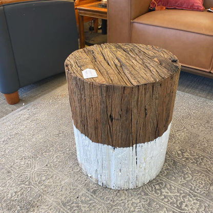 Whitewash Base Rustic Stool /Plant Stand