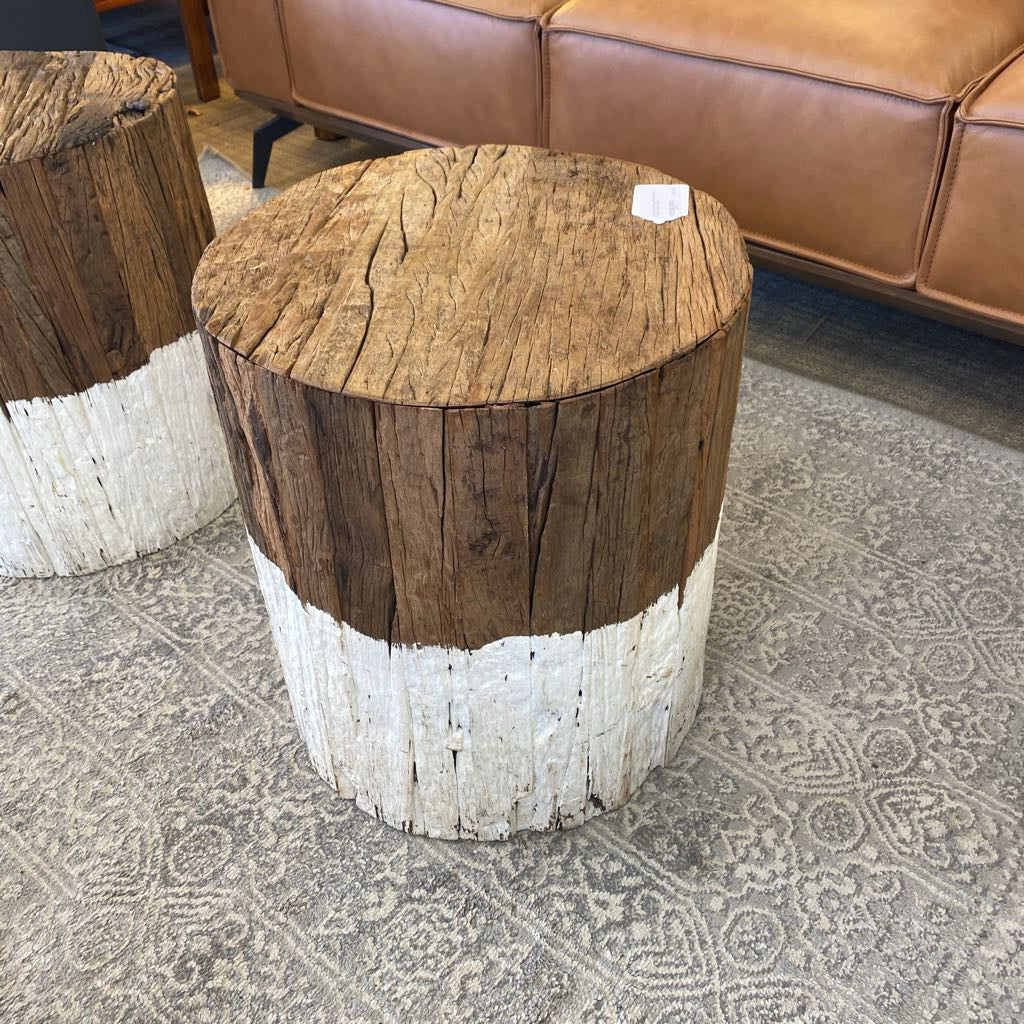 Whitewash Base Rustic Stool /Plant Stand