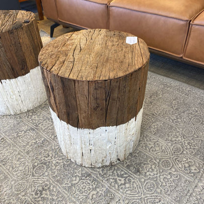 Whitewash Base Rustic Stool /Plant Stand