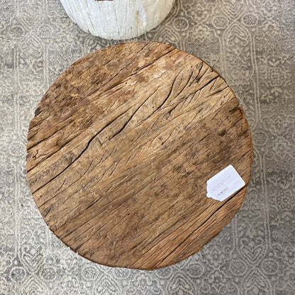 Whitewash Base Rustic Stool /Plant Stand