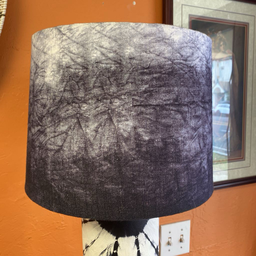 Mod Black & White Leather Table Lamp w/Purple Shade LAMPS