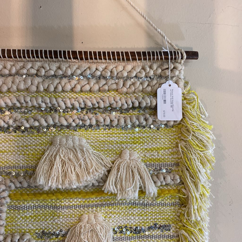 Natural Wall Hung Weaving w/Yellow Accents
