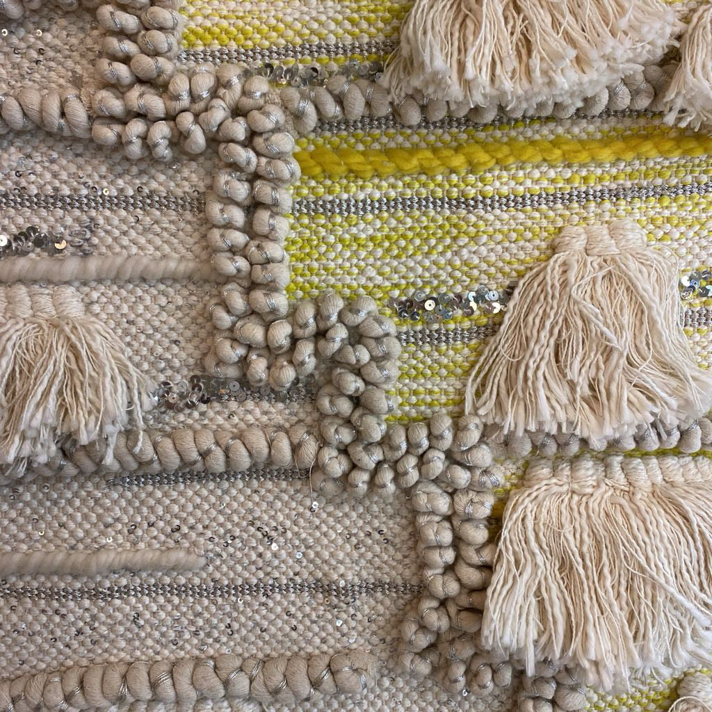 Natural Wall Hung Weaving w/Yellow Accents