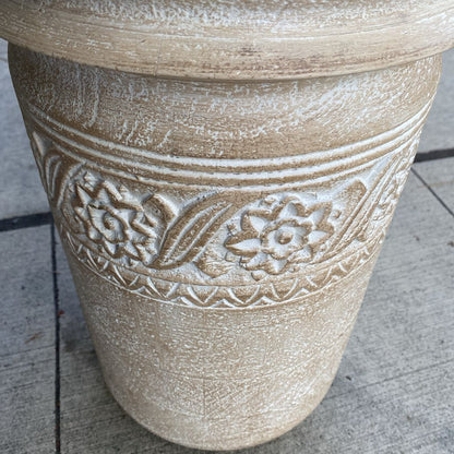 Embossed Whitewash Stool /Plant Stand C STOOLS