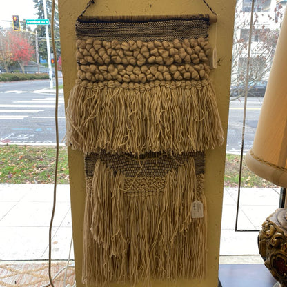Tribal Macrame Black & White Wall Hung Weaving ART