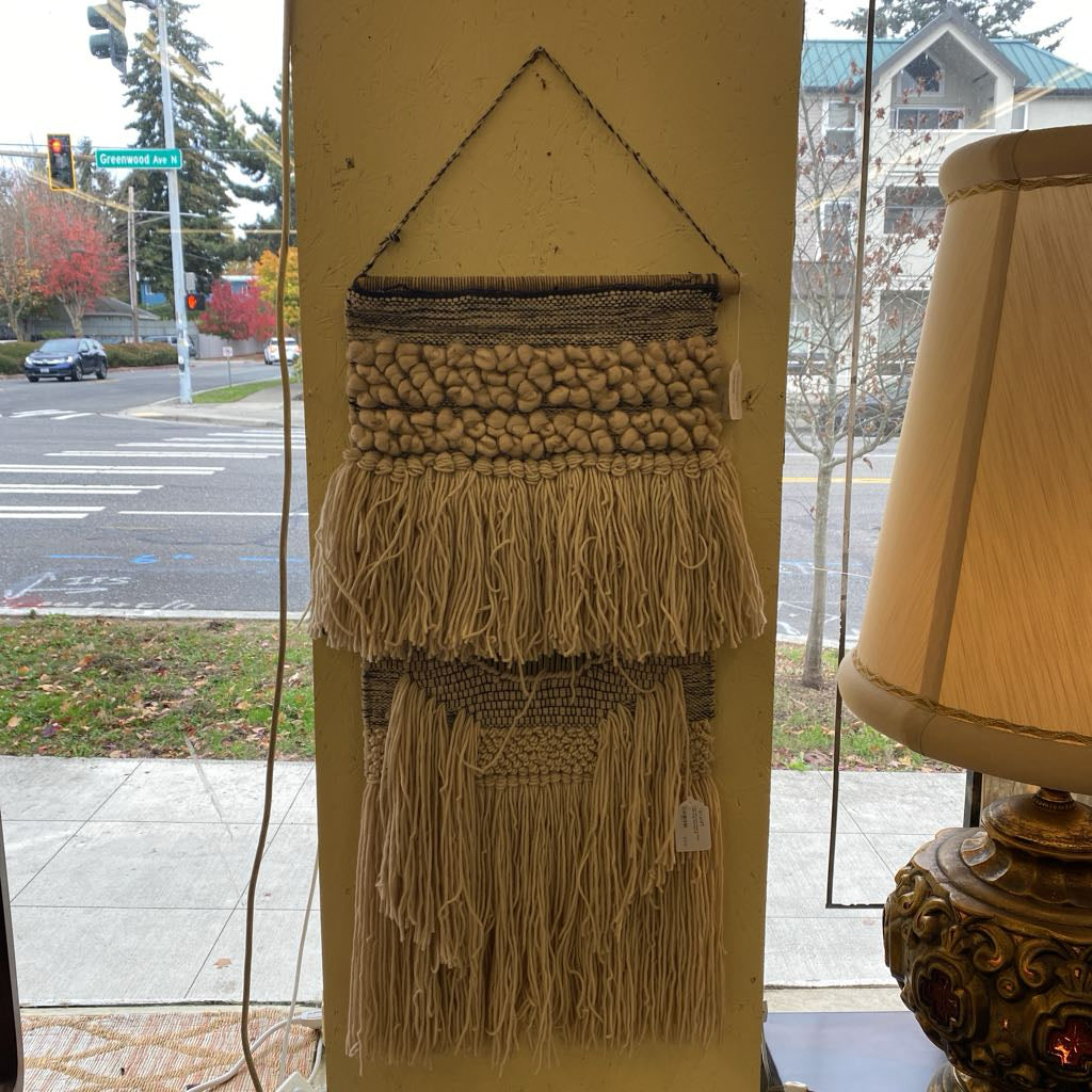 Tribal Macrame Black & White Wall Hung Weaving ART