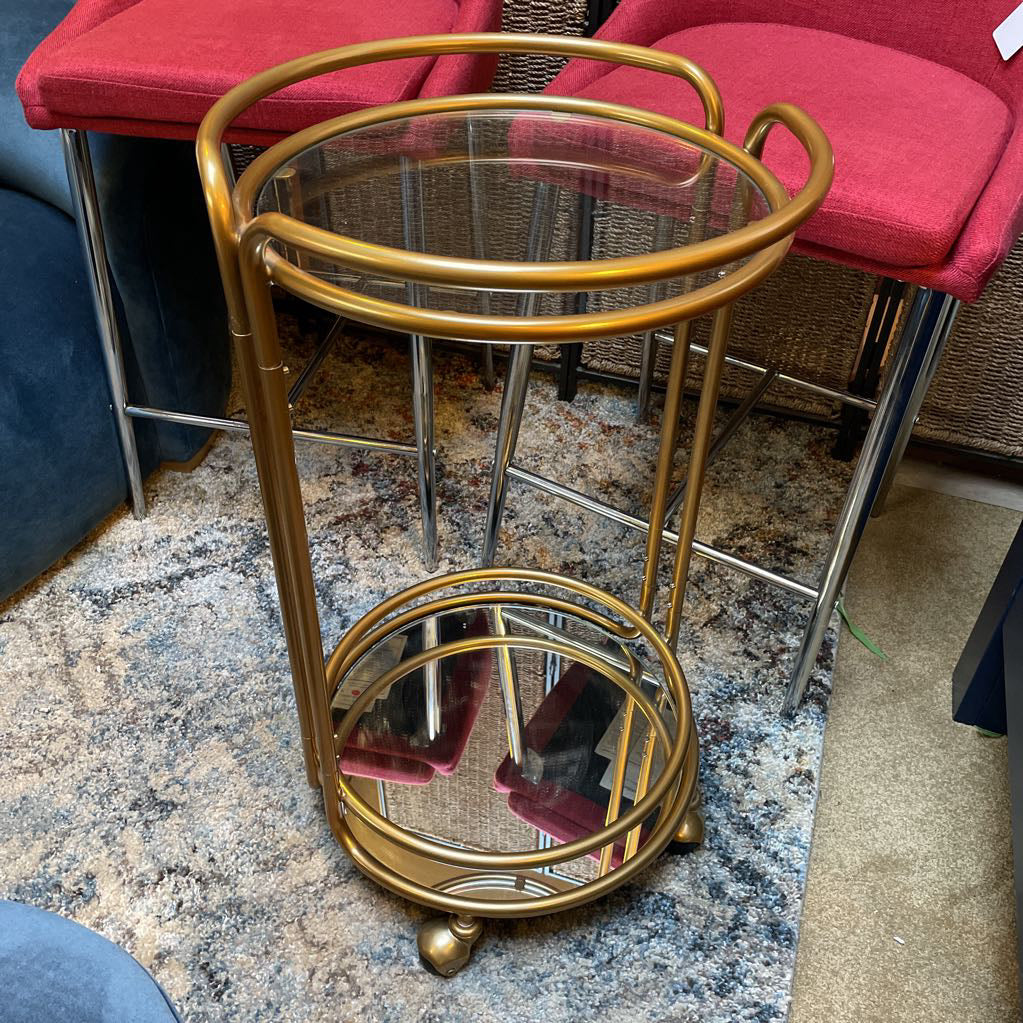 Brass Finish Round Bar Cart