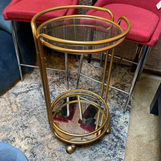 Brass Finish Round Bar Cart C BAR CARTS