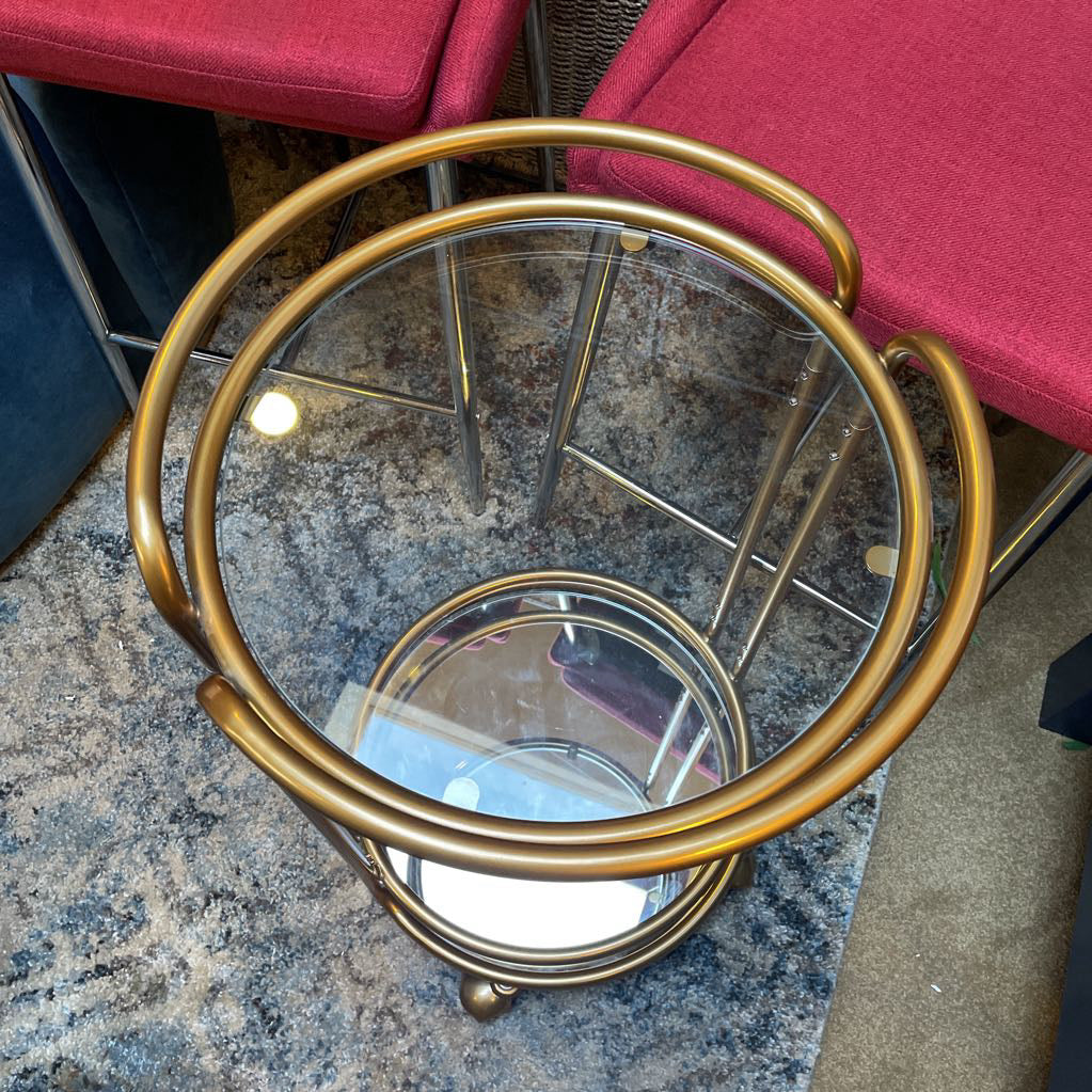 Brass Finish Round Bar Cart