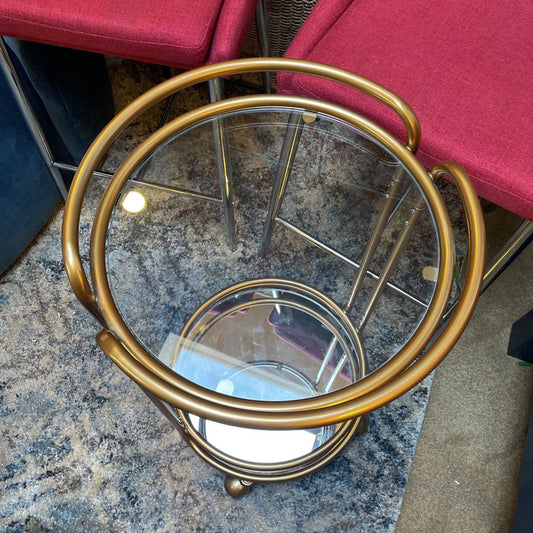 Brass Finish Round Bar Cart C BAR CARTS