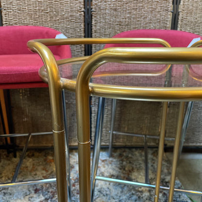 Brass Finish Round Bar Cart
