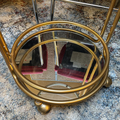Brass Finish Round Bar Cart