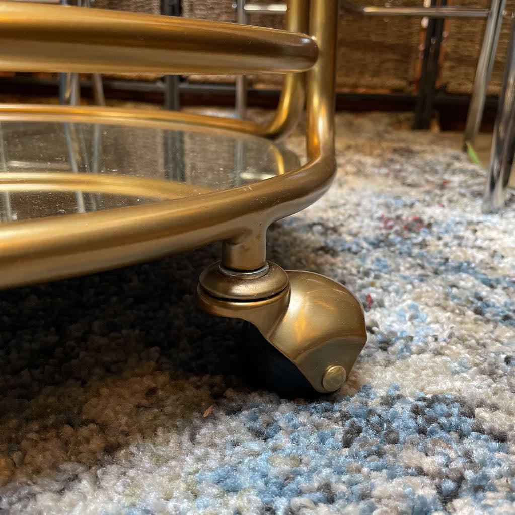 Brass Finish Round Bar Cart