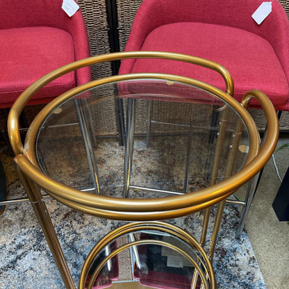 Brass Finish Round Bar Cart