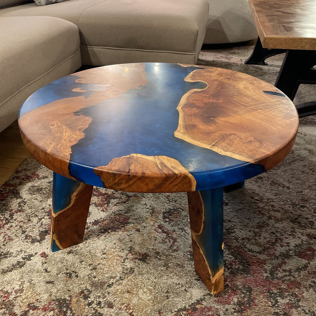 Round Resin + Wood Table C COFFEE TABLES