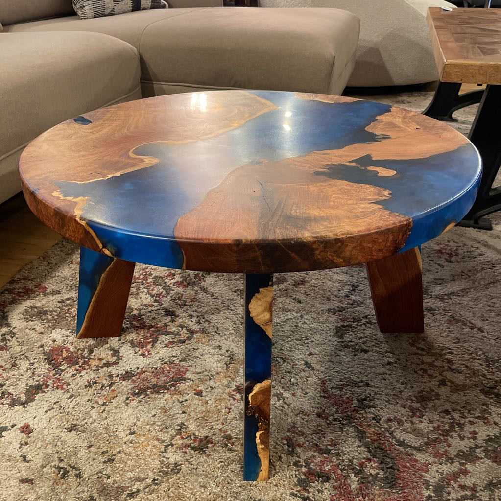 Round Resin + Wood Table C COFFEE TABLES