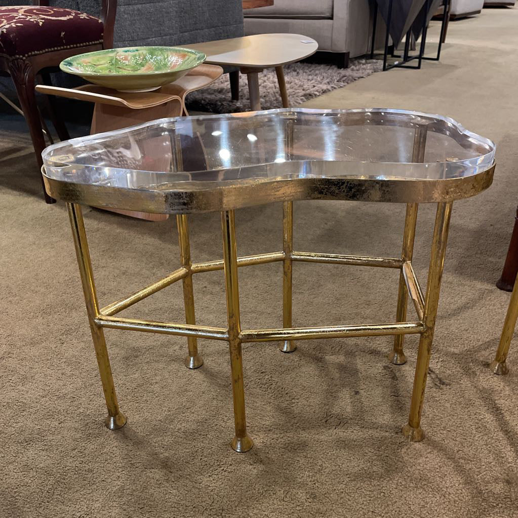 Brass Finish Acrylic Top SET of 2 Coffee Tables