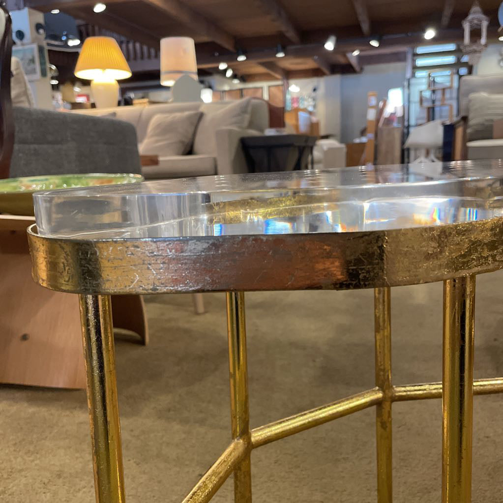 Brass Finish Acrylic Top SET of 2 Coffee Tables