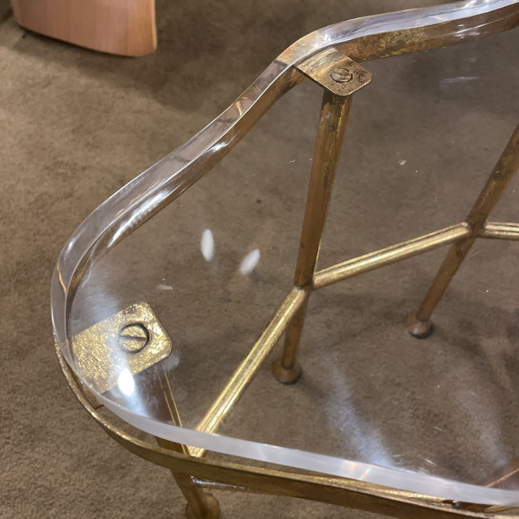 Brass Finish Acrylic Top SET of 2 Coffee Tables