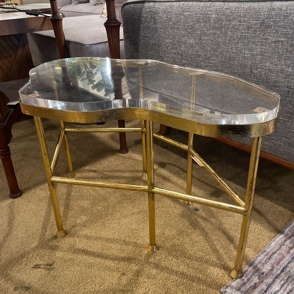 Brass Finish Acrylic Top SET of 2 Coffee Tables