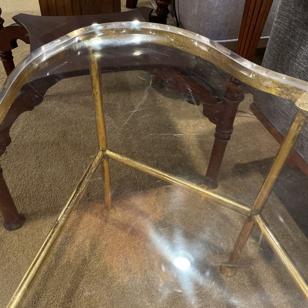 Brass Finish Acrylic Top SET of 2 Coffee Tables