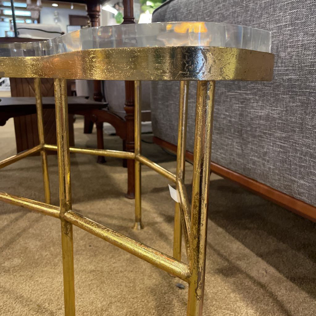 Brass Finish Acrylic Top SET of 2 Coffee Tables