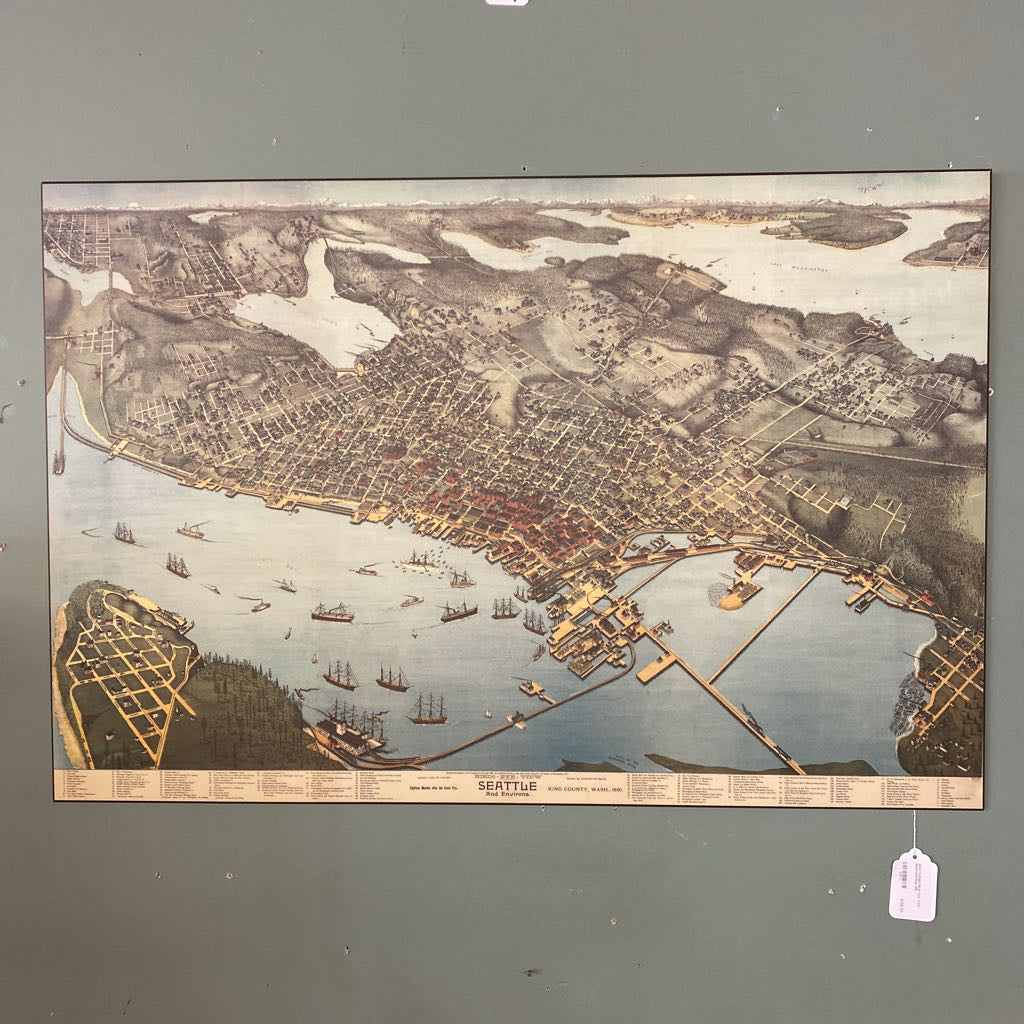 SEATTLE1891 Birds Eye View Illustrated Map