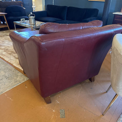 Burgundy Leather Lounge Chair and Ottoman U ACCENT CHAIRS