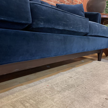 Curved Back Blue Velvet Sofa AS IS U SOFAS