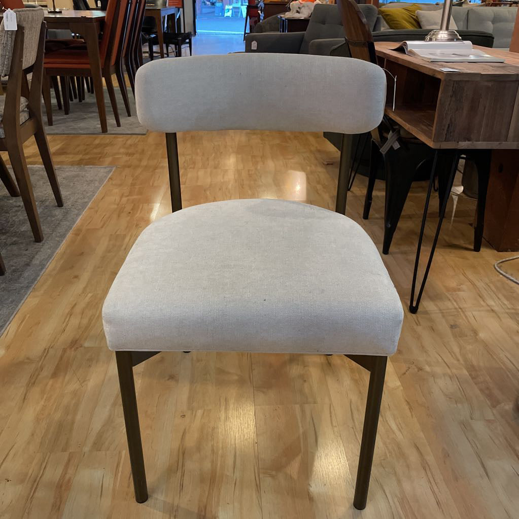 White Fabric Curved Back Dining Chairs Set of 8
