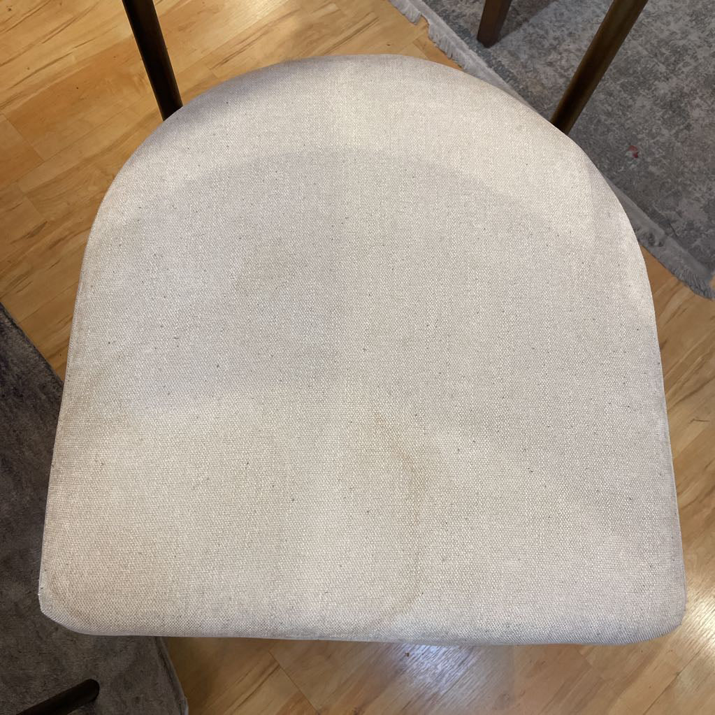 White Fabric Curved Back Dining Chairs Set of 8