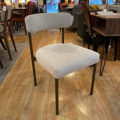 White Fabric Curved Back Dining Chairs Set of 8