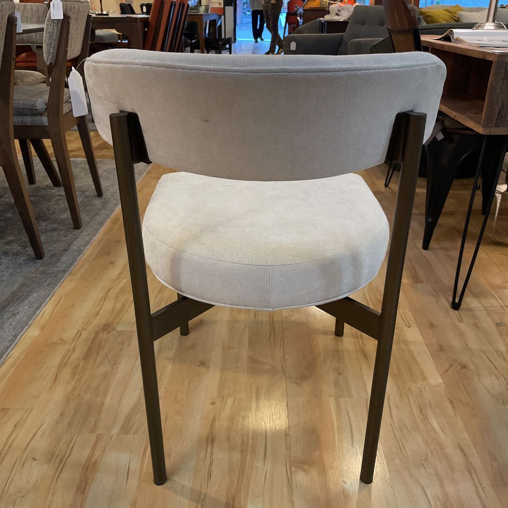 White Fabric Curved Back Dining Chairs Set of 8