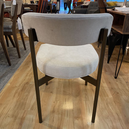 White Fabric Curved Back Dining Chairs Set of 8