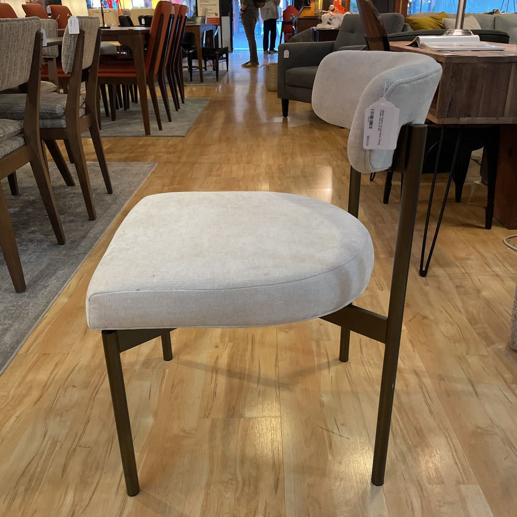 White Fabric Curved Back Dining Chairs Set of 8