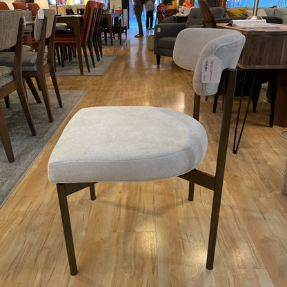 White Fabric Curved Back Dining Chairs Set of 8