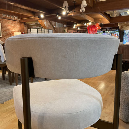 White Fabric Curved Back Dining Chairs Set of 8
